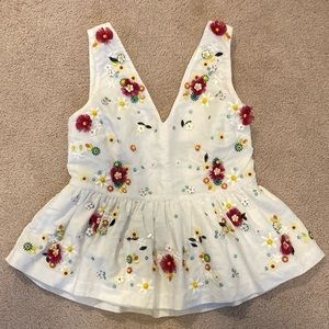 J. Crew Beaded Peplum Top